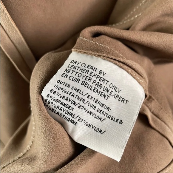 Lamarque Collection Medium Tan Madison Goat-suede Drape Front Moto jacket - Picture 11 of 16